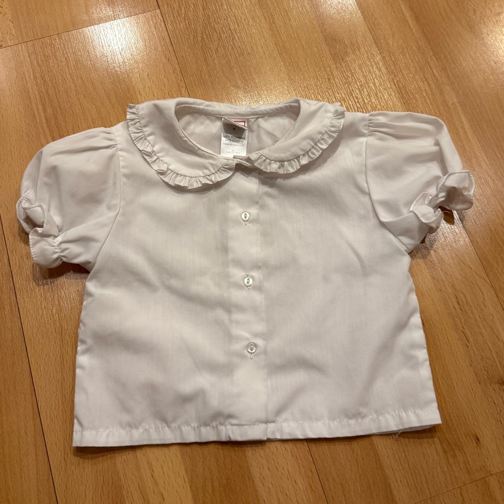 Classic White Kids Shirt with Ruffled Collar